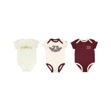 [ACS] Nike 包屁衣 Jordan Baby 米白 紅 短袖 連身 寶寶衣 3件裝 JD2612080NB-002