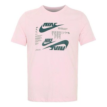 Nike Sportswear Logo Printing Casual Sports Round Neck Short Sleeve Pink