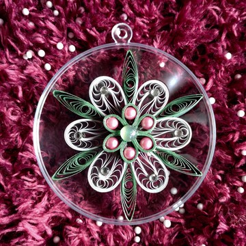 捲紙聖誕吊飾-銀花綠葉