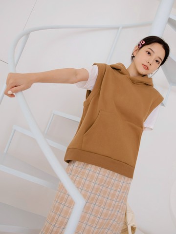 內磨毛袋鼠口袋連帽背心