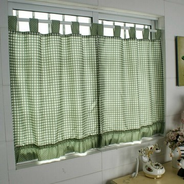 湛藍新品廚房布藝簡易短窗簾布簾隔斷簾廁所小窗戶小窗簾半簾