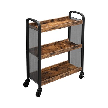 hoi! VASAGLE 工業風三層收納推車-鐵鏽棕 LRC66BX