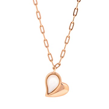 RADIANT STAR 璀璨之星 925純銀 知心知我立體愛心二分之一鎖鍊項鍊 SL846  鍊長 38.6cm 墜飾 1.1 x 1.1cm