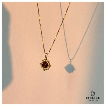 Hi Onion原創設計開羅時間 小眾復古黃虎眼石項鏈鎖骨鏈個性時髦