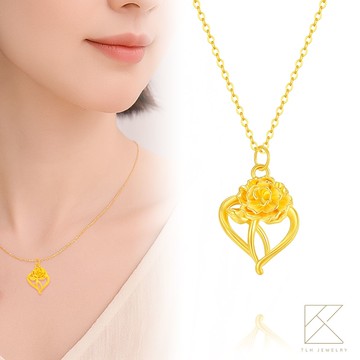 【TLH】黃金墜項鍊 純金999 馨想事成 約重0.13錢±0.01-廠商直送