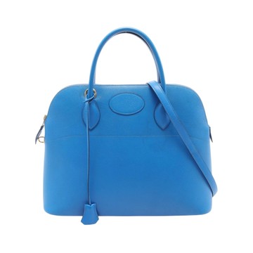 【二手名牌BRAND OFF】HERMES 愛馬仕 藍色 VGC皮革 Bolide 37 柏莉包 兩用包 □B刻