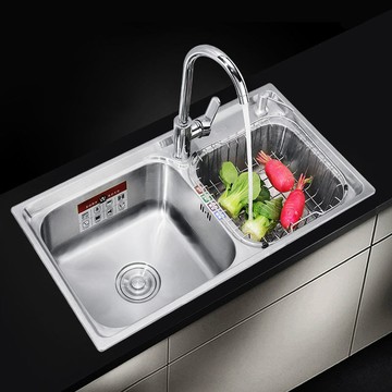 優樂悅~加厚304不銹鋼水槽套餐 帶插刀架拉絲納米雙槽家用廚房洗菜盆碗池水槽 水槽配件 水槽架 洗理臺