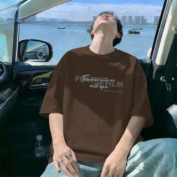 純棉短袖t恤男夏季吸汗透氣設計感小衆寬鬆大碼上衣男簡約休閒
