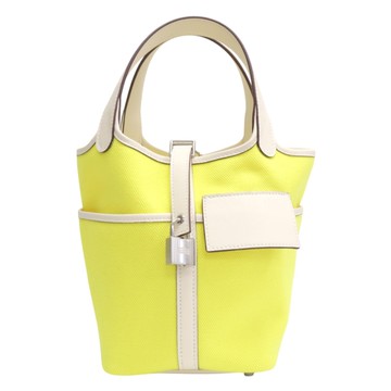 HERMES 愛馬仕 黃色 帆布 Picotin Cargo 18 手提包 U刻 銀扣 【二手名牌BRAND OFF】