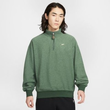 NIKE 長袖上衣 男 大學T 半拉鍊 毛絨 寬鬆版型 AS M NK SSNL+ HW BB QZ TOP 綠 IQ3975-323 (2S4762)