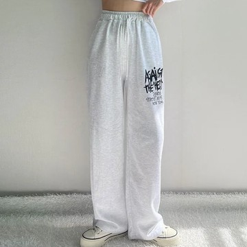 Vuja de 休閒長褲 長褲女 寬鬆闊腿褲 寬褲 高腰休閒褲 直筒褲 落地褲 長退褲 闊腿褲 寬褲 抽繩 運動褲 衛褲
