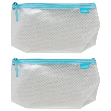 CoX 三燕興業 票據型環保立體網格拉鍊袋 947H  藍色  2個