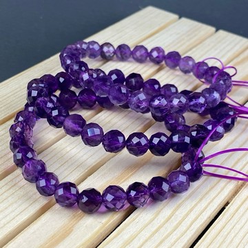 【晶星】  天然鑽切面紫水晶手珠 7mm 烏拉圭產地 天然水晶 水晶 礦石 手鍊 手珠 手串 開運 紫水晶 鑽切 飾品