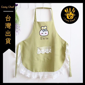✨️臺灣出貨✨️暖廚小築✅可開發票萌兔圍裙防水防油家用廚房罩衣女做飯新款高顏值透氣圍腰工作服