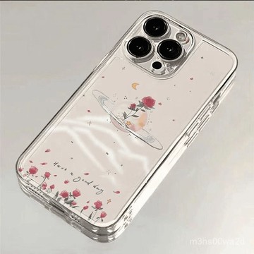 新品🎁蘋果保護殼 唯美玫瑰適用iPhone16PROMAX手機殻蘋果15Plus新款14/13/12透明殻