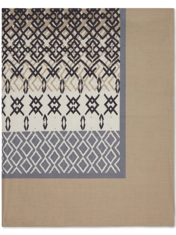 Brunello Cucinelli - graphic-print cotton scarf - women - Cotton - One Size - Brown