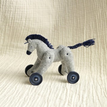 立體手縫偶擺飾 / 藍灰大馬 #73