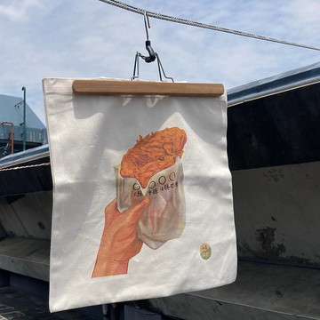 【快速出貨】台灣小吃雞排插畫 硬挺棉質提袋 手提肩背 交換禮物
