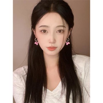 趣味小恐龍耳墜可愛耳圈個性小眾設計感氣質少女粉色耳釘耳環耳飾