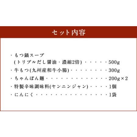 ふるさと納税 大昌園 「特選」 もつ鍋 セット トリプルだし醤油 2〜3人前 特製辛味調味料付き 九州産 福岡県大刀洗町