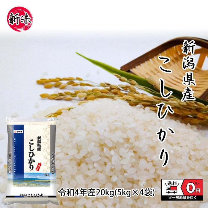 こしひかり 20kg 5kg×4令和4年産 新潟県産 米 お米 白米 おこめ 精米 単一原料米 ブランド米 20キロ   国内産 国産