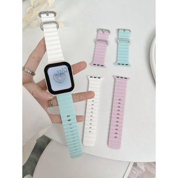 apple watch / iwatch 錶帶 SE 1-8代通用 蘋果手錶海洋矽膠 替換錶帶 透氣防水 新款