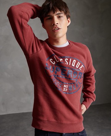 Superdry Men's Men's Workwear Crew Sweatshirt Red / Vintage Brick Red - Size: M