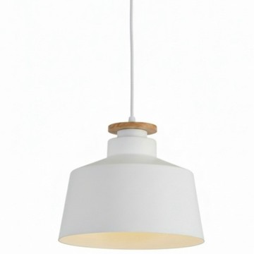 北歐風簡約餐廳單吊燈 KC2222 電源線(120cm) 吸頂盤(11cm)  白色 + 原木色