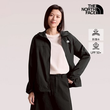 女款黑色DWR防潑水防曬連帽外套｜8JSWJK3