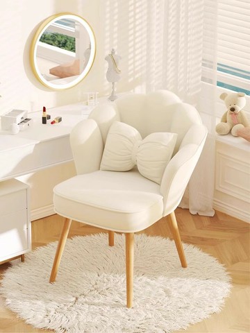 化妝椅家用女生臥室花瓣椅子靠背輕奢高級簡約書桌美甲梳妝台凳子 幸福驛站