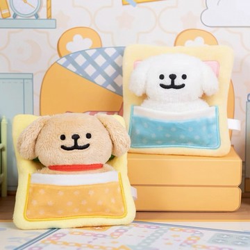 代購 MALTESE 線條小狗 睡袋吊飾 收納袋 兩用 毛絨玩具 送禮 小玩偶