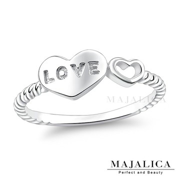 【Majalica】925純銀戒指．LOVE．雙愛心．尾戒