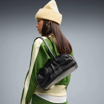 PUMA 肩背包 1976 黑 漆皮 法棍包 腋下包 09286401