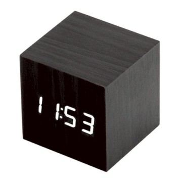 小麥購物 創意聲控木紋方形時鐘  黑色