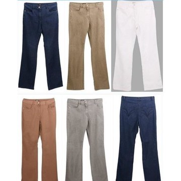 胖MM新款春裝外單加肥加大碼女裝高腰棉彈面料大直筒加長休閑褲