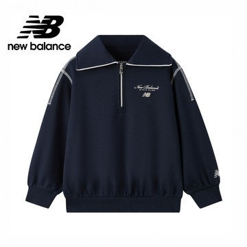 【New Balance】 NB 童裝半開襟長袖衛衣_女性_深藍色_7ZF3306TNV