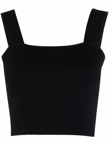 Maje - square-neck crop top - women - Nylon/Viscose - 2 - Black
