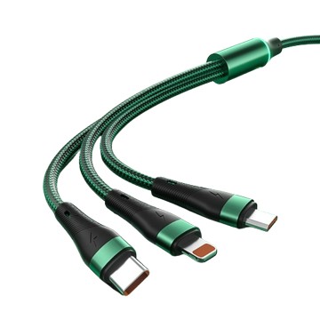 100w 1對3 快充尼龍編織充電數據線 iphone15 安卓 lightning-3色