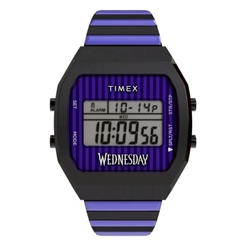 【TIMEX】天美時 x Wednesday 36毫米 熱門影集《星期三》聯名電子錶(黑紫TXTW2Y19500)
