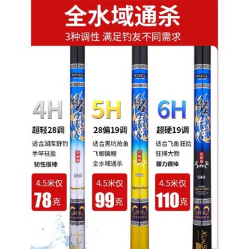 鱘圣魚竿粹煉釣魚竿臺釣竿魚桿手桿5h6h超輕超硬28 19調溪流竿
