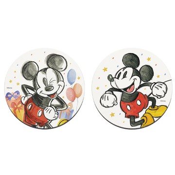 【Disney 迪士尼】軟式珪藻土吸水杯墊-特展系列 彩色插畫米奇 （2入/組） （10x10x0.5cm） _廠商直送