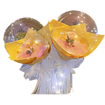 波波球  粉玫瑰報紙款 + 粉羽毛  1個