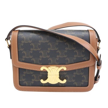 【二手名牌BRAND OFF】CELINE 賽琳 棕色 Triomphe 帆布 Teen 肩背包