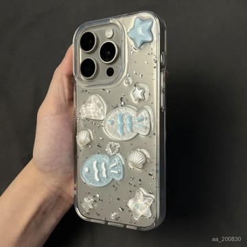 ✨限時下殺✨海洋小魚適用蘋果14/15promax手機殻iPhone16新款13/12滴膠11透明