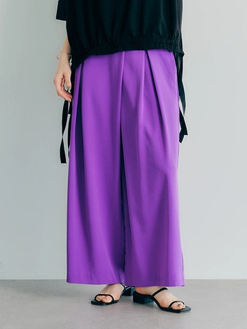 優雅褶襉側拉鍊寬褲(7B21L0F0500) - YECCA VECCA