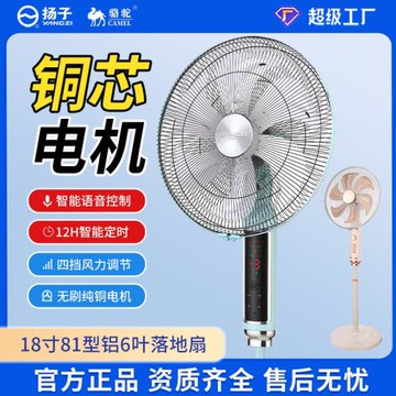 駱駝落地扇家用電風扇銅電機商用搖頭立式18寸機械語音遙控風扇