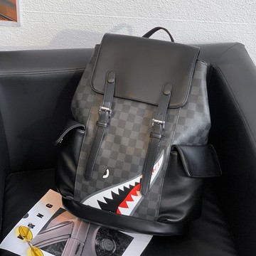 【台灣現貨】韓版正品 後背包 鯊魚後背包 雙肩包 背包 大容量後背包 筆電包 學生背包 大容量背包 情侶背包 高顔值背包