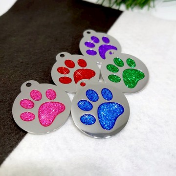 【Fulgor Jewel】寵物吊牌 姓名牌 免費刻字 不鏽鋼材質 閃亮腳印