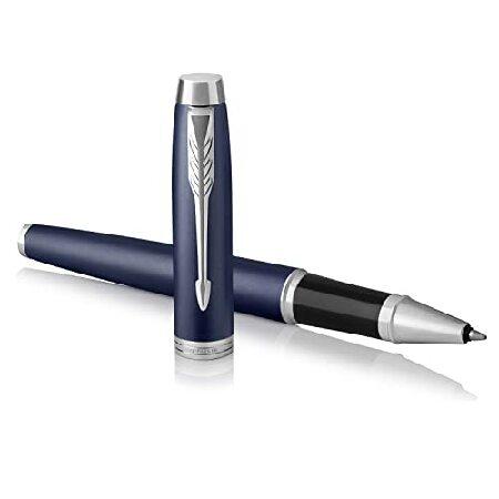 (Rollerball Pen, Gift Box, Matte blue Chrome Trim) PARKER IM Rollerball Pen, Matte Blue with Fine Point Black Ink Refill (1931661)