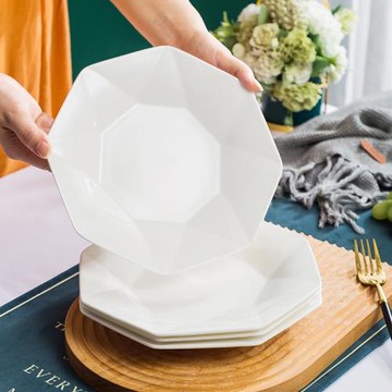 個性深盤陶瓷菜盤家用餐盤2個裝創意北歐湯盤子不規則裝菜盤飯盤